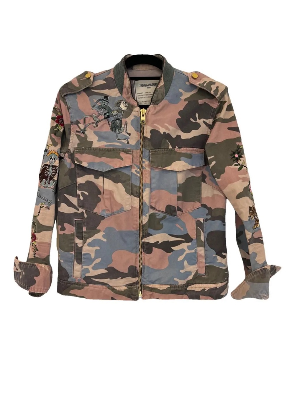 🎉SALE🎉 Zadig & Voltaire Kavy Camou Brode Embroidered Camo Utility Jacket NWOT - Picture 11 of 12